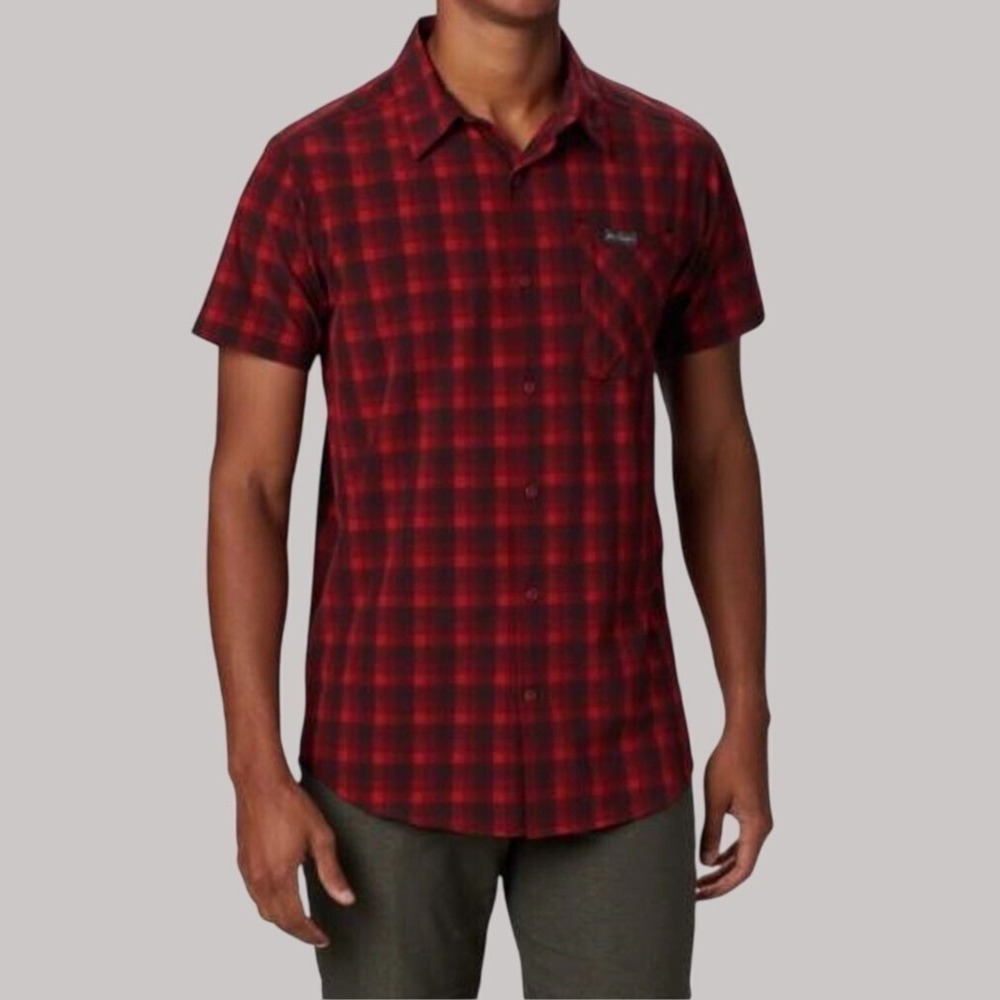 Columbia Shirt Mens Size 2XL Plaid Button Front Omni Shade UPF 50+ Casual Preppy